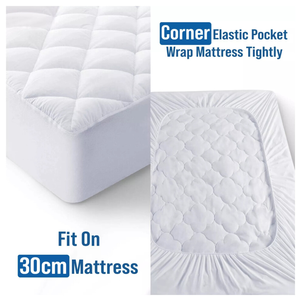 (Quilted-King) Quilted Mattress Protector Extra Deep Single Double King Sizes