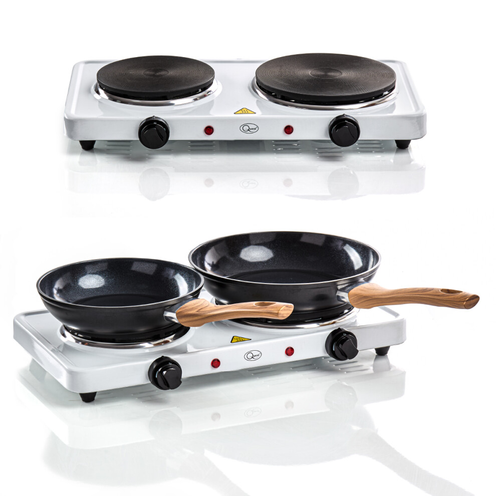 Quest 35250 Electric Twin Hob/Hot Plate with Temperature Control