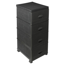 (Anthracite) 4 Tier Shelf Plastic Storage Drawers Home Office Organiser Large Tower Rack Unit
