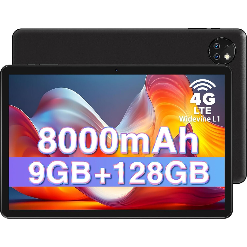 Doogee (Black) T10w Tablet With Sim Card, 8000Mah 9Gb+128Gb