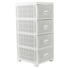 (White) 4 Tier Shelf Plastic Storage Drawers Home Office Organiser Large Tower Rack Unit