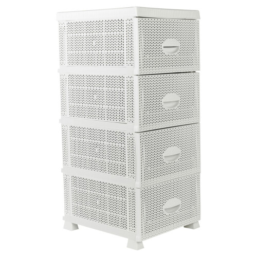 URBN Living (White) 4 Tier Shelf Plastic Storage Drawers Home Office Organiser Large Tower Rack Unit