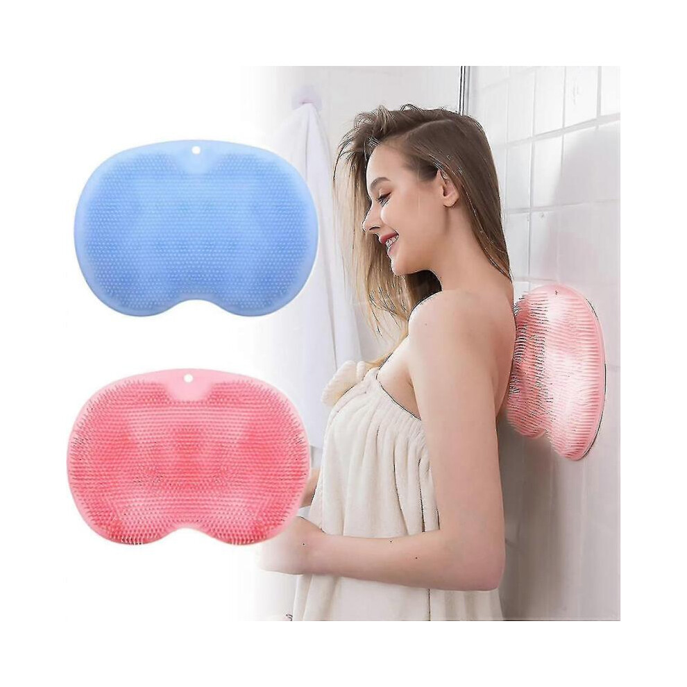 2 Pack Shower Back & Foot Scrubber,wall Mounted Back Scrubber Silicone Bath Massage Cushion Brush with Suction Cups