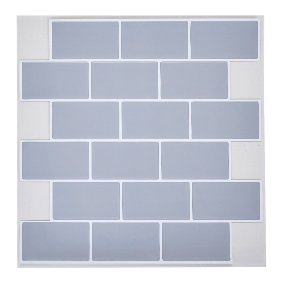 10PCS Peel and Stick Wall Tile Stickers, Light Grey