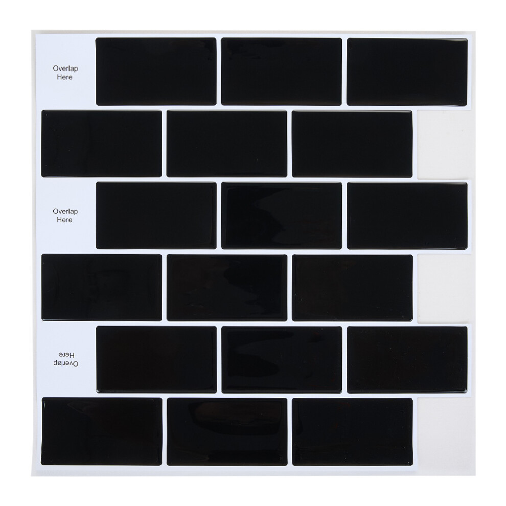 10PCS Peel and Stick Wall Tile Stickers,Black