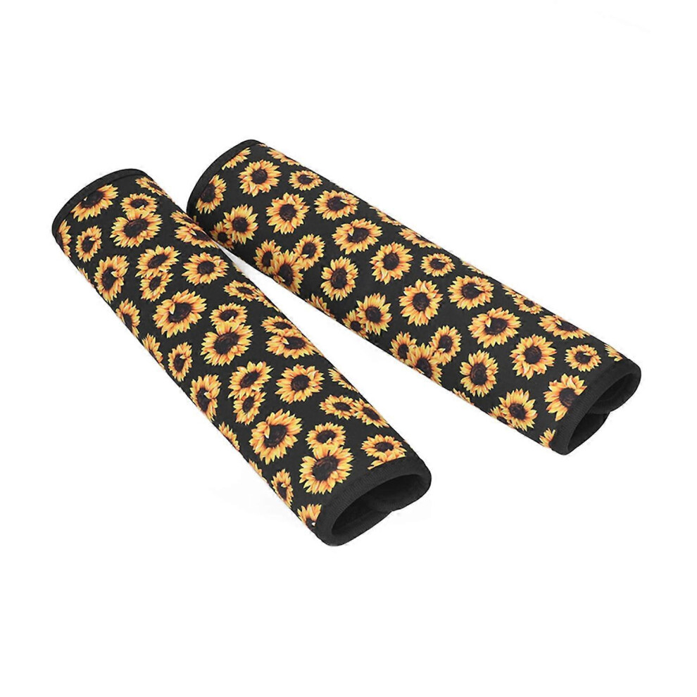 (As Show, One Size) 2Pcs Seat Belt Shoulder Pads Soft Cushions Sunflower Pattern Comfortable Driving Universal For Car 6909775604243