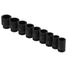 (As show, One size) 9pcs Deep 6‑Point Impact Wrench Socket Kit High Torsion Portable Auto Car Hand Tool