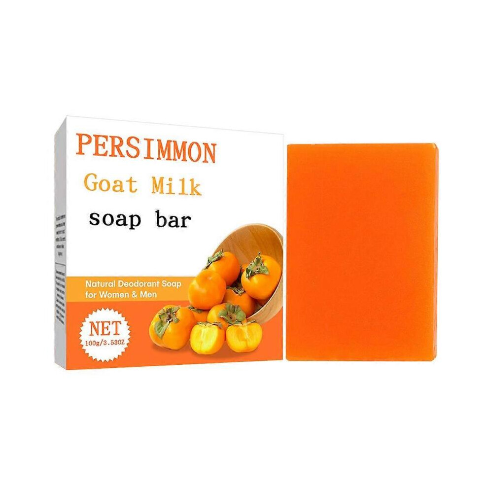 (2PCS) Natural Persimmon Body Soaps Bar for Eliminate Nonenal Odor, Handmade Persimmon Soap For Old People Smell, Persimmon & Goat Milk Soap, Persimmon Body