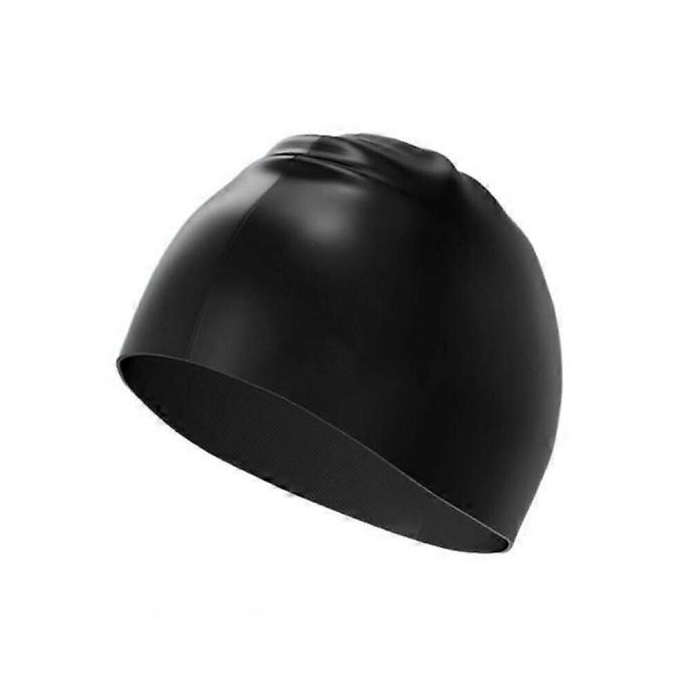 (black) Extra Large Swim Cap Swimming Hat Non-Slip Design High Elastic Waterproof Hair Protection Swim Cap for Adults