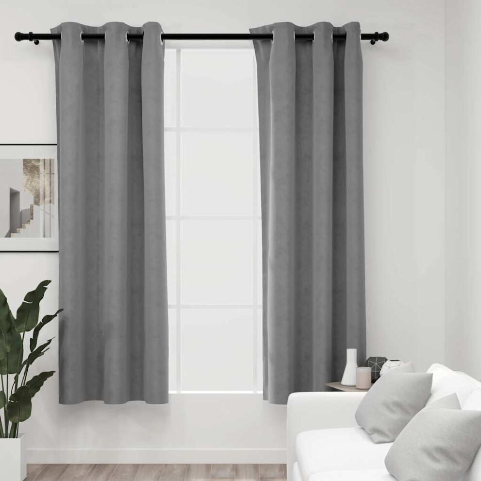 Rideaux occultants vidaXL avec anneaux, lot de 2, gris, 94 x 213 cm, velours
