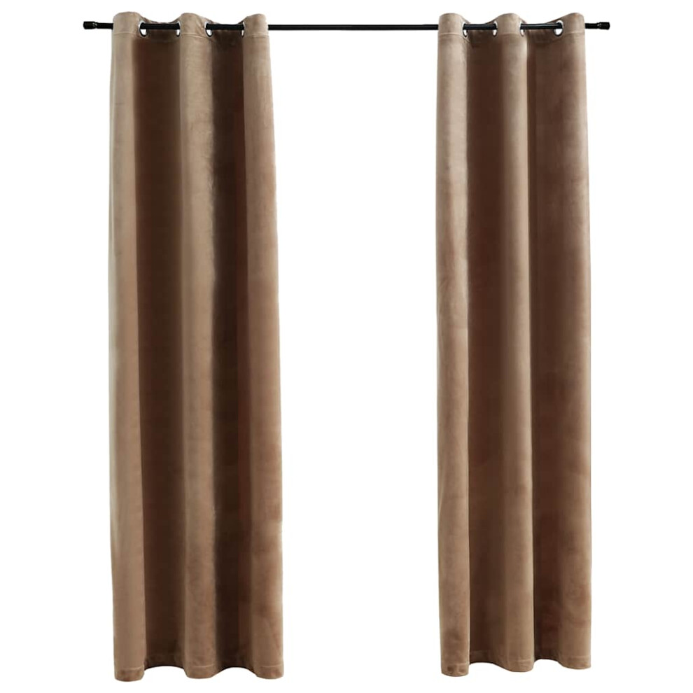 Rideaux occultants vidaXL avec anneaux, lot de 2, beige, 94 x 241 cm, velours