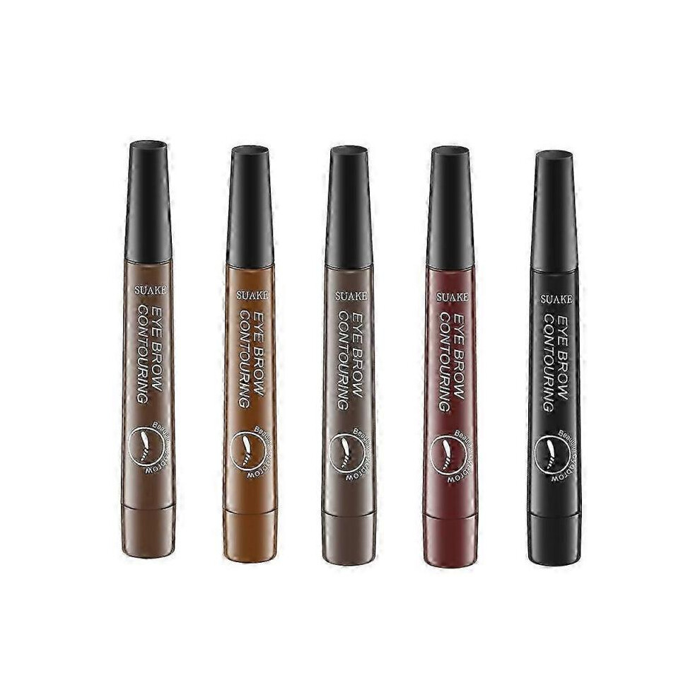 5pcs Microblading Tattoo Eyebrow Ink Pen Long Lasting Eye Brow Pencil 3D Fork Makeup