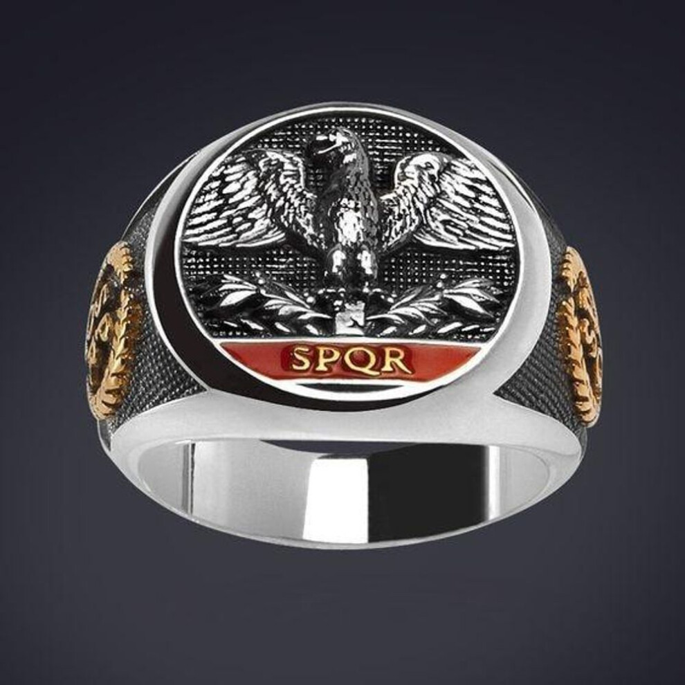(14) Vintage Fashion Punk Imperial Roman Eagle Ring For Men Legion Empire Eagle Male Ring Wedding Engagement Jewelry Gift Size 7-14