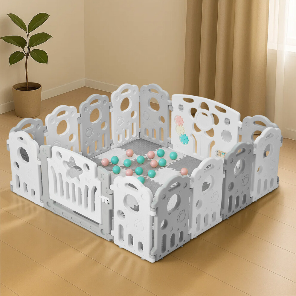 1.55*1.55m Foldable Baby Playpen Bear Babies Fence & Foam Play Mat