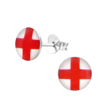 England Flag rounded Ear Studs 925 Sterling silver