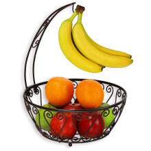 SimpleHouseware Fruitmand Schaal met Bananenboomhanger Brons