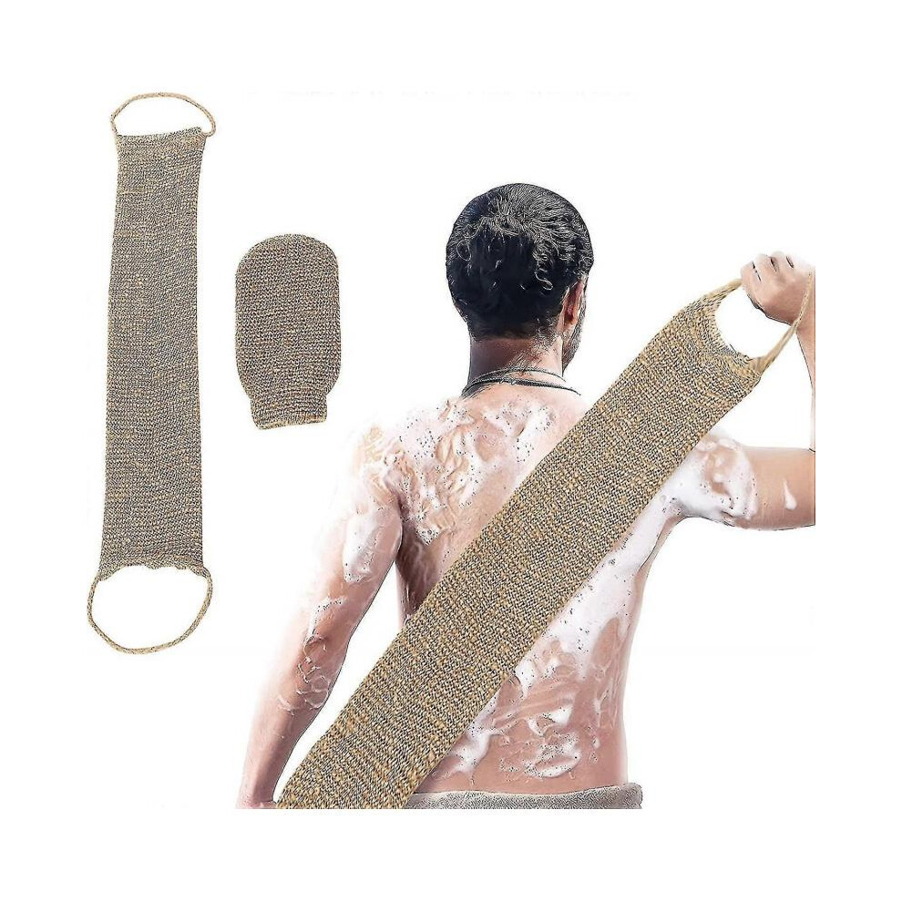 (1pc) Exfoliating Sponge Back Wash Strap, Natural Hemp Exfoliating Back Band, Massage Belt Back, Body Scrub Exfoliating Glove, For Back Body Bath Shower Men