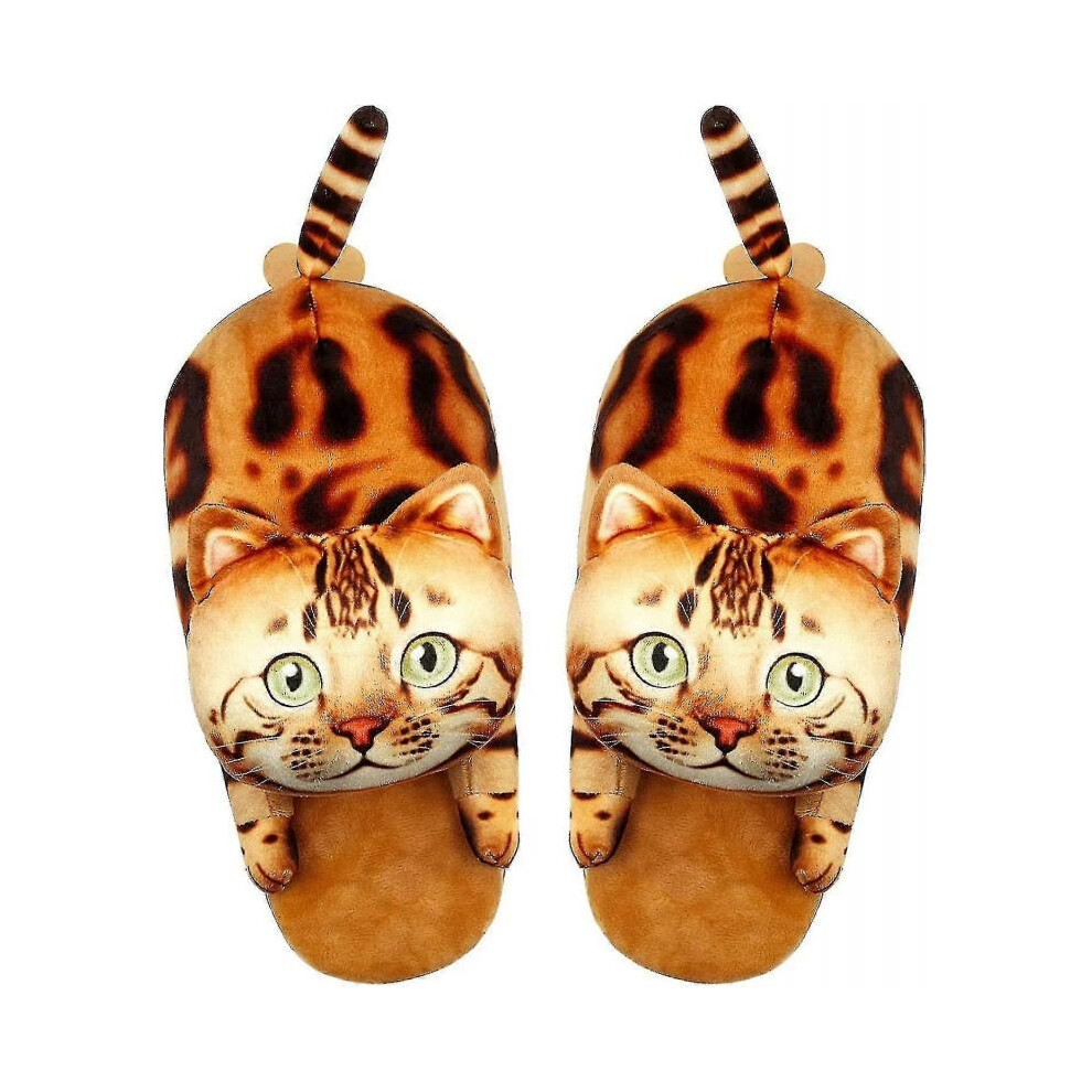 (Leopard Cat) Funny Cat Fuzzy Slippers For Women,bedroom Fluffy Slippers House Shoes,cute Animal Indoor And Outdoor Slippers,kawaii Slippers,soft Non-slip,cat Gifts
