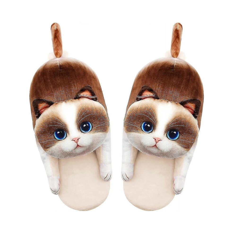 (Ragdoll) Funny Cat Fuzzy Slippers For Women,bedroom Fluffy Slippers House Shoes,cute Animal Indoor And Outdoor Slippers,kawaii Slippers,soft Non-slip,cat Gifts