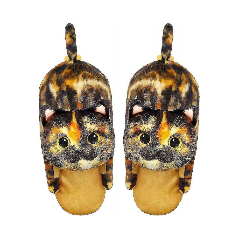 (Tortoiseshell Cat) Funny Cat Fuzzy Slippers For Women,bedroom Fluffy Slippers House Shoes,cute Animal Indoor And Outdoor Slippers,kawaii Slippers,soft Non-slip,cat Gifts