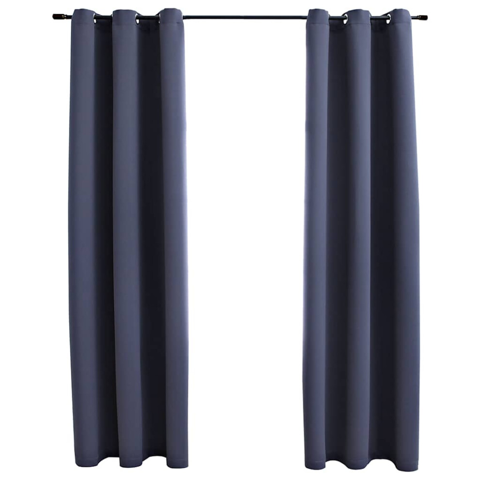 vidaXL Rideaux occultants avec anneaux 2 pi   ces Anthracite 94 x 213 cm Tissu