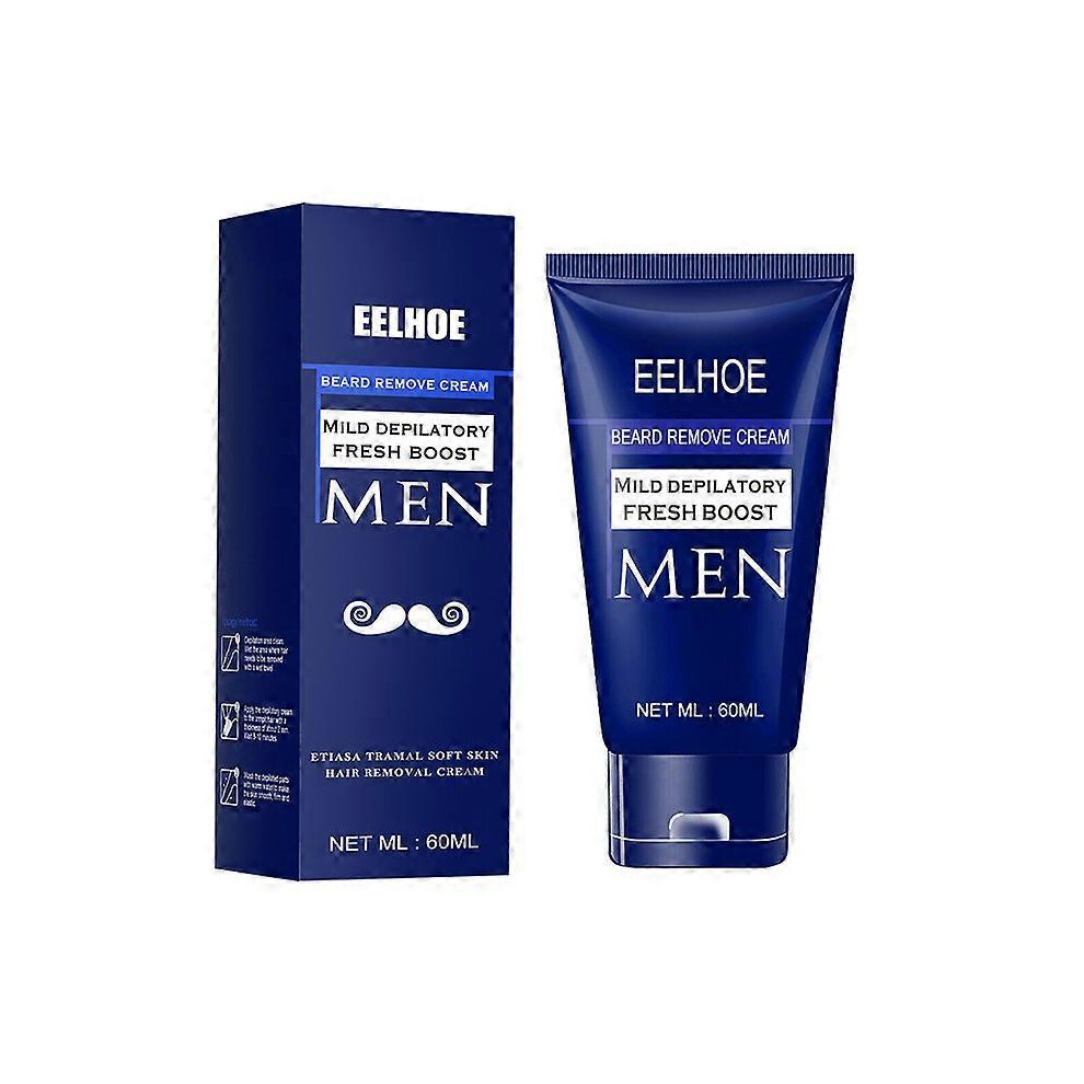 (1pc) Beard Hair Removal Cream for Men Painless Soothing Depilatory Cream Effective Hair Removal Cream for Most Skin Types