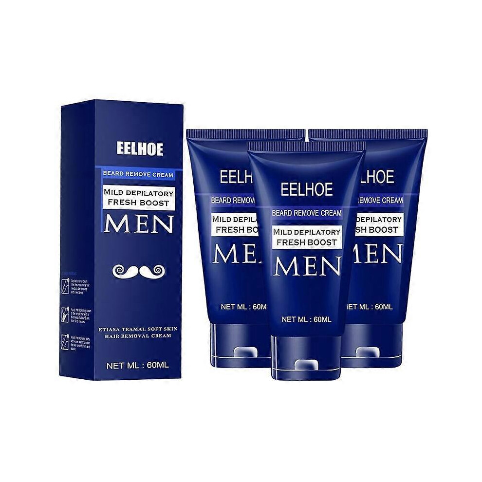 (3pcs) Beard Hair Removal Cream for Men Painless Soothing Depilatory Cream Effective Hair Removal Cream for Most Skin Types