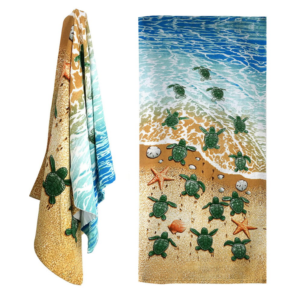 (Turtles) GEEZY Large Microfibre Beach Bath Towel Sports Travel Camping Gym Lightweight