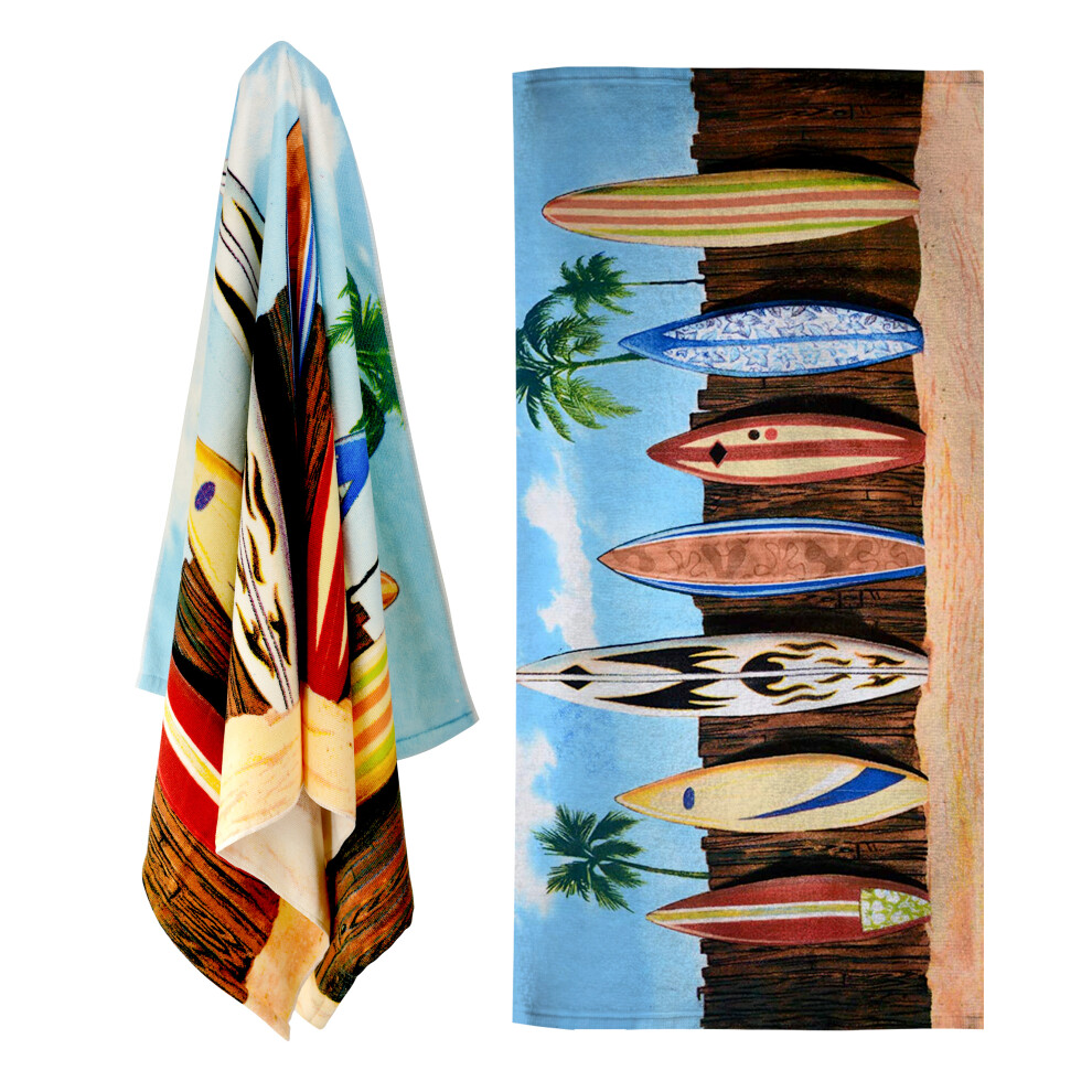 (Surfboards) GEEZY Large Microfibre Beach Bath Towel Sports Travel Camping Gym Lightweight