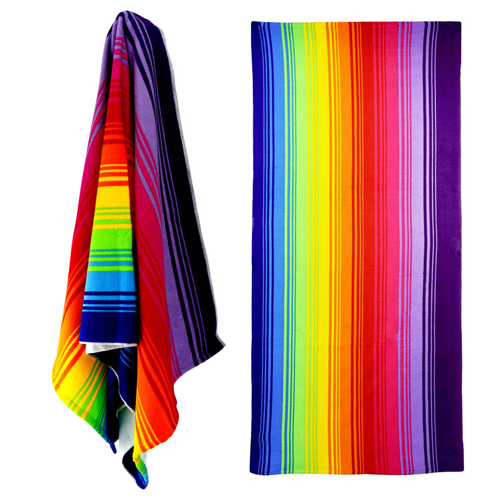 GEEZY Microfibre Beach Towel Rainbow Design Quick Dry Summer Pool Travel Absorbent