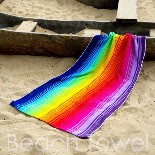 The Magic Toy Shop GEEZY Microfibre Beach Towel Rainbow Design Quick Dry Summer Pool Travel Absorbent 2