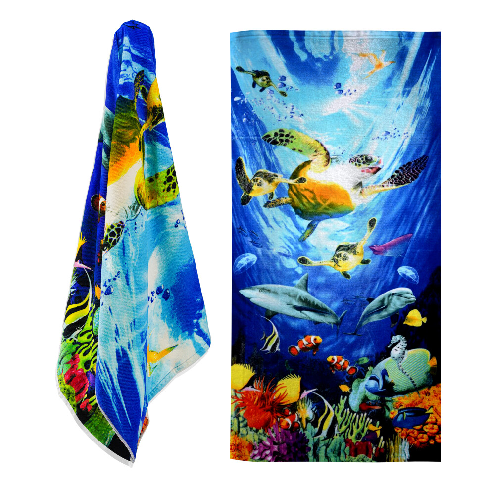 (Ocean Turtles) GEEZY Large Microfibre Beach Bath Towel Sports Travel Camping Gym Lightweight