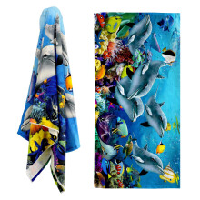 (Dolphins) GEEZY Large Microfibre Beach Bath Towel Sports Travel Camping Gym Lightweight