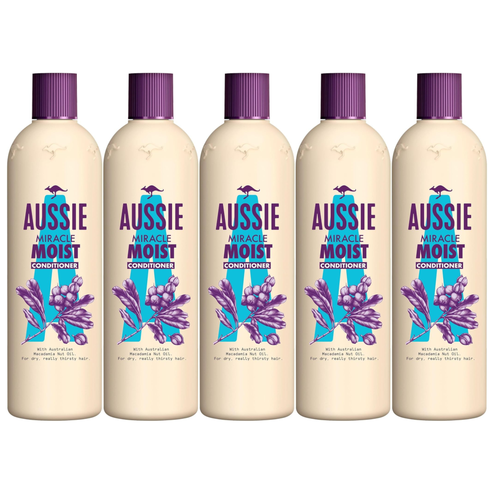 5 x Aussie Miracle Moist Conditioner 490ml