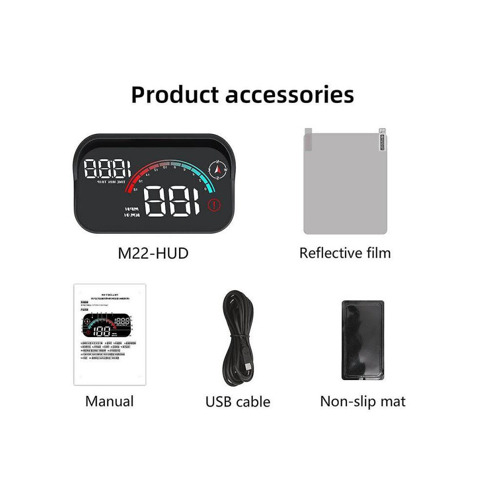 Car Head Up Display Speed RPM MPH HUD GPS Speedometer Projector Screen Dashboard with Odometer Overspeed Alarm for All Cars