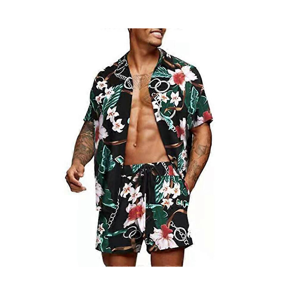 (4XL, A19TZF5F231112Z) Floral Hawaiian 2PCS Shirts Suits Men Fashion Shirts+Shorts Two Piece Sets Hawaii Shirts Floral Beach Shirt Sets Beach Camisas-image-OPC-PH25CXG-NEW