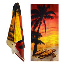 (Sunset Tortoise) GEEZY Large Microfibre Beach Bath Towel Sports Travel Camping Gym Lightweight