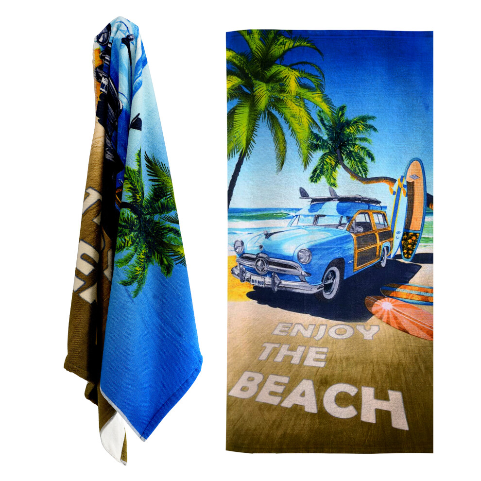 (Enjoy The Beach) GEEZY Large Microfibre Beach Bath Towel Sports Travel Camping Gym Lightweight
