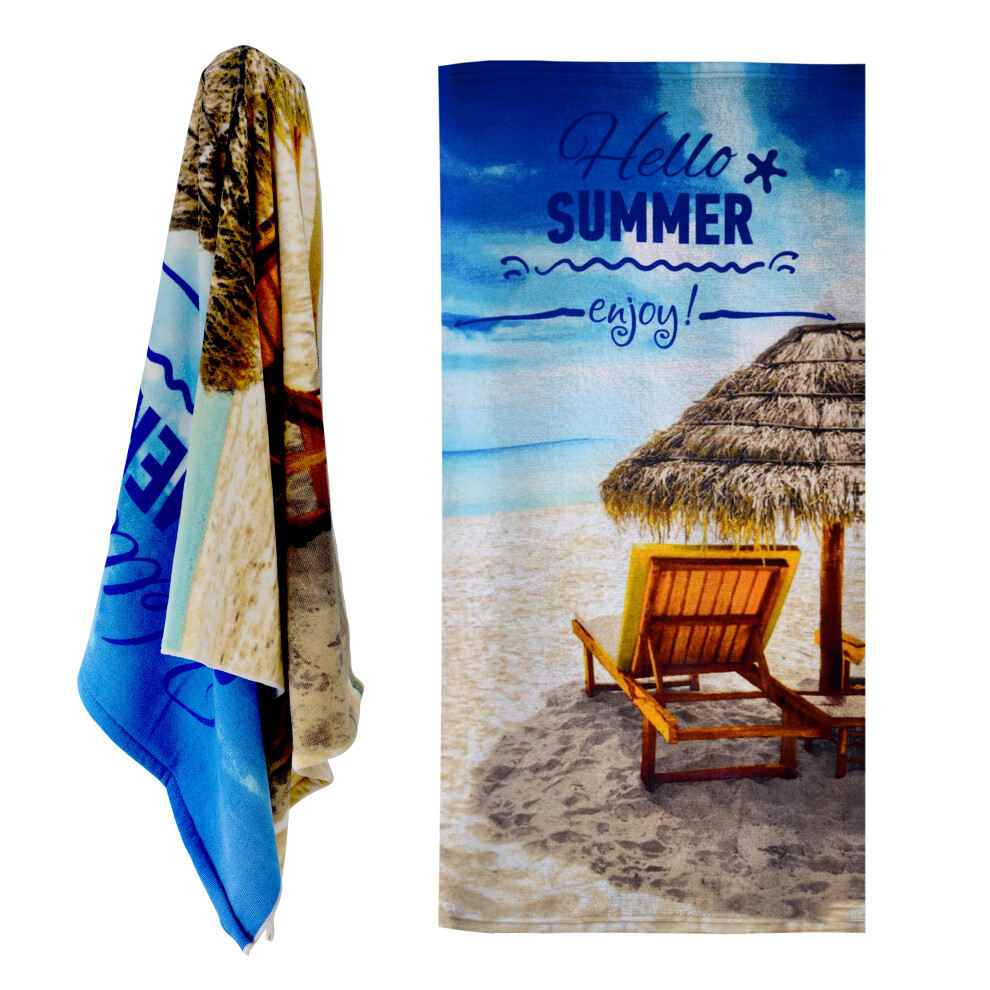 (Hello Summer) GEEZY Large Microfibre Beach Bath Towel Sports Travel Camping Gym Lightweight