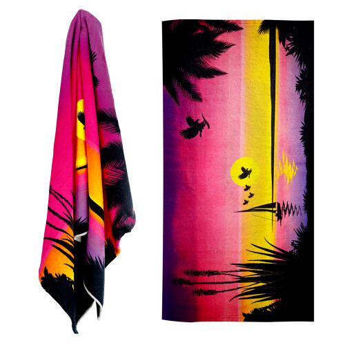(Sunrise) GEEZY Large Microfibre Beach Bath Towel Sports Travel Camping Gym Lightweight