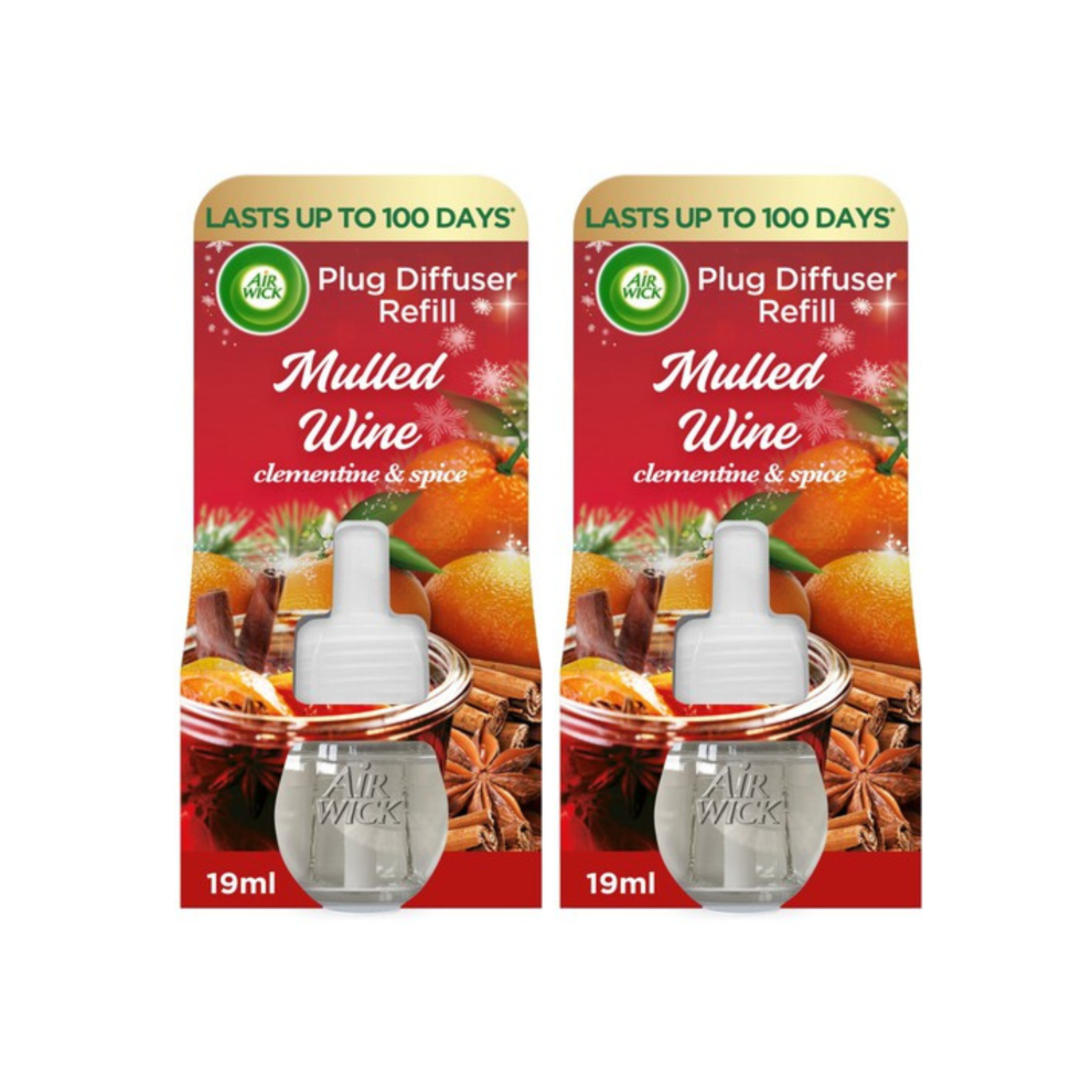 2x Air Wick Mulled Wine Clementine & Spice Electrical Plug In Refill