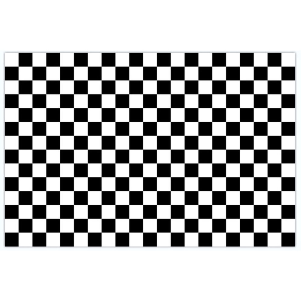 (black) Yousheng Floor Mat Retro Comfortable Rectangle Checkerboard Pattern Bedside Carpet For Bedroom