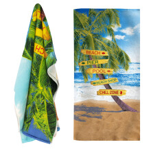 (Beach Signs) GEEZY Large Microfibre Beach Bath Towel Sports Travel Camping Gym Lightweight