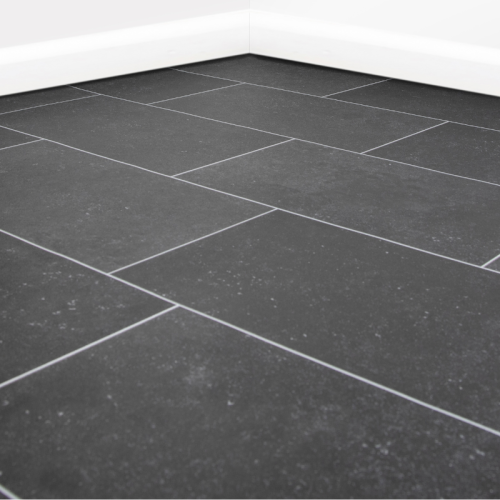 (Black Tile Vinyl, 2m x 4m Width) Tile Effect Vinyl Flooring Lino Roll 2m & 4m Width