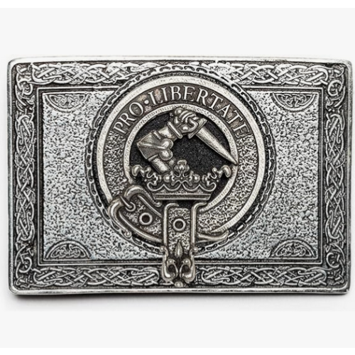 Chrome Scottish Wallace Clan Crest Buckle