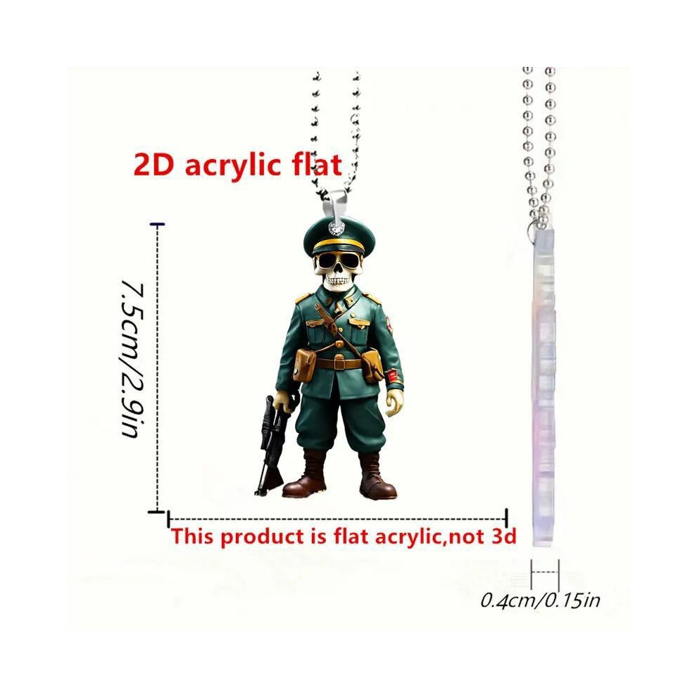 Ancien pendentif voiture soldat squelette acrylique charmant accessoire intérieur décoration
