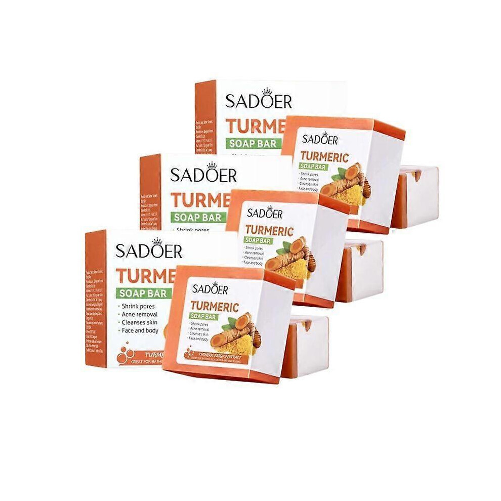 3Pcs Turmeric Ginger Soap Anti Acne Skin Brighten Face Cleansing Soap Remove Pimples Dark Spot Handmade Essential Oil 100g