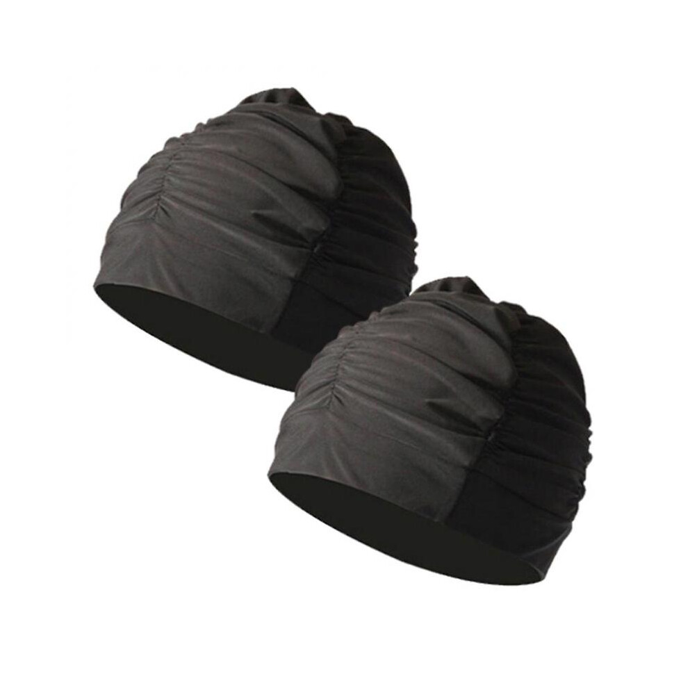2Pcs Swim s Polyester Pleated Swimming Turban Swimming  Large Bathing s for Men Women Long Hair Short Hair