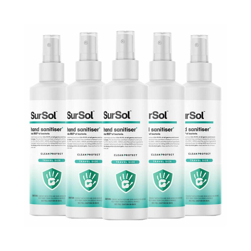 Sursol Pocket Size Antibacterial Hand Sanitizer, 5 Pack, 50ml