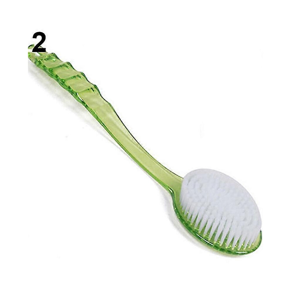 (Green) Long Handled Body Bath Shower Back Brush Scrubber Massager Skin Cleaning Tool BoSaiD